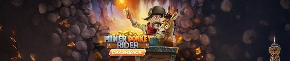 Miner Donkey Rider PlayN Go Nyt Casinospil med et æsel der ser bange ud og en miner