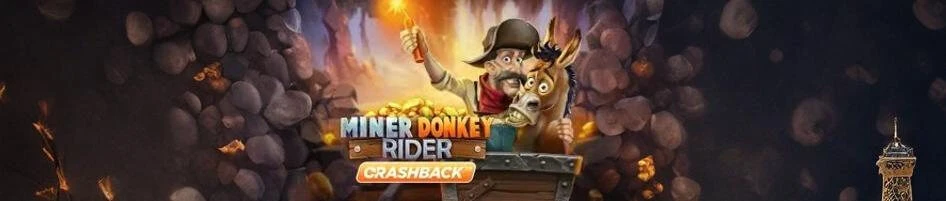 Miner Donkey Rider PlayN Go Nyt Casinospil med et æsel der ser bange ud og en miner