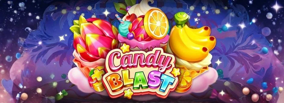 Push Gaming Candy Blast logo med en masse slik og farver