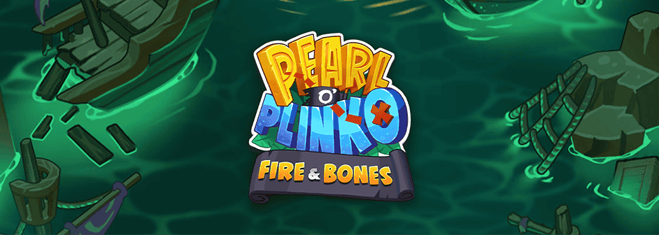 Quickspin Pearl O Plinko Fire and Bones banner med tekst