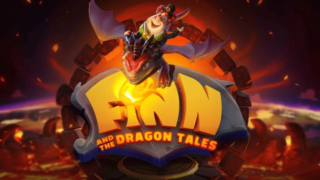 Finn and the Dragon Tales Logo med drage og røde farver