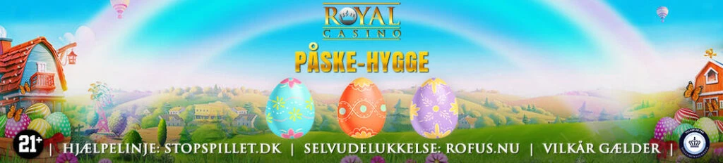 Royal Casino Danmark Påske-hygge påskespil med farverige påskeæg og en regnbue