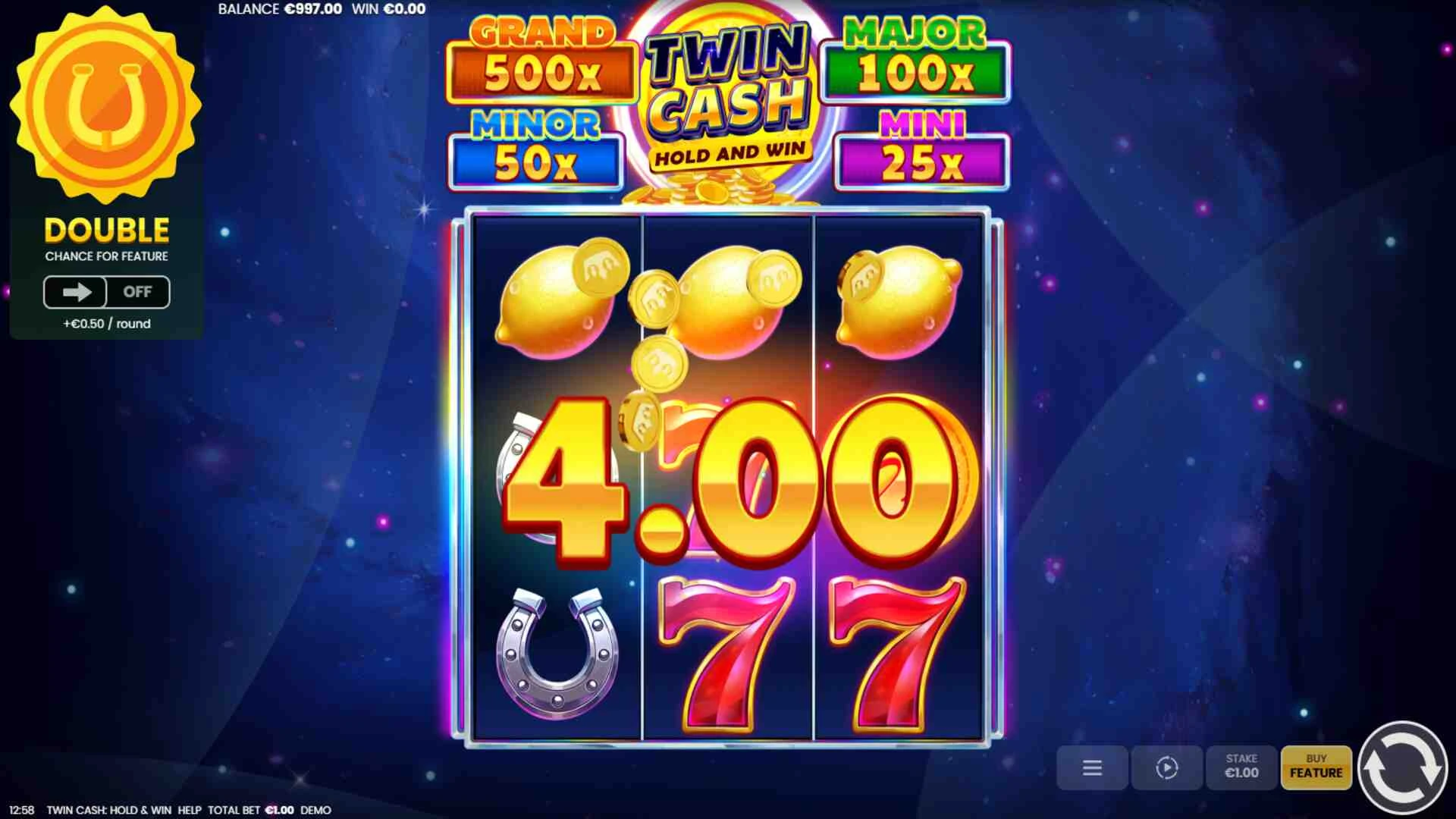Casino Online DK Twin Cash Hold and Win Screenshot af spilleautomat