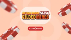 CasinoOnlineDK Banner med casino spillet Action Boost Max Gilded Mines