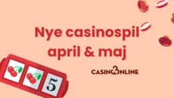 CasinoOnlineDK Nyheder Nye Casinospil April og Maj 2025 illustration med casino spilleautomat og poletter