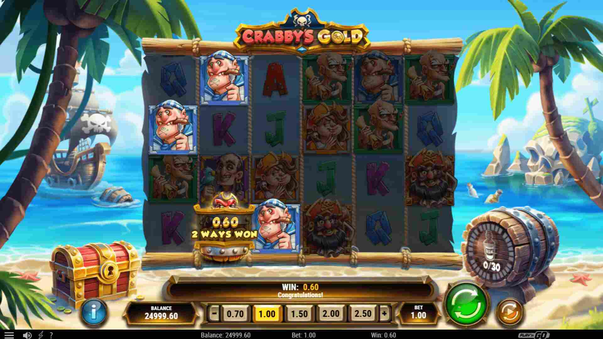 Pragmatic Play Crabby's Gold Screenshot af casino spilleautomat