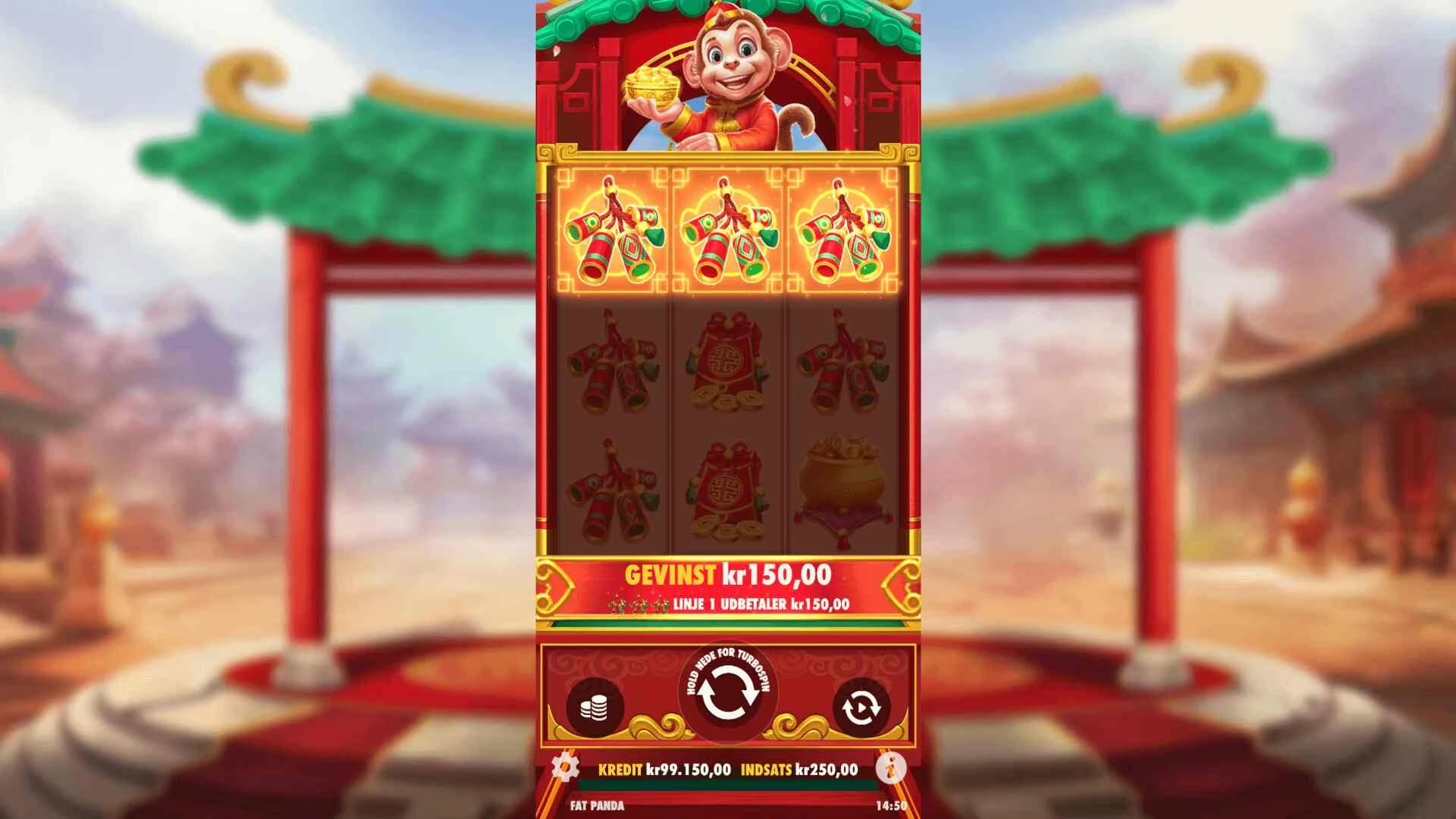 Pragmatic Play Lucky Monkey Casino Spilleautomat Screenshot af gameplay med abe-sjov