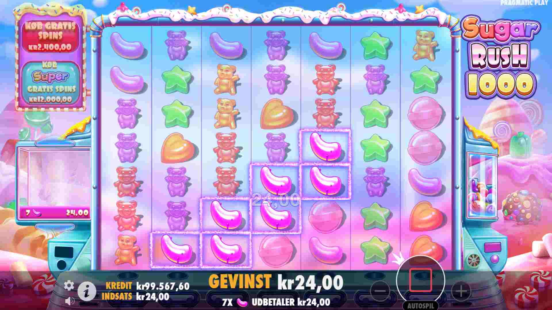 Pragmatic Play Sugar Rush 1000 Screenshot af Gameplay spil med slik og søde sager
