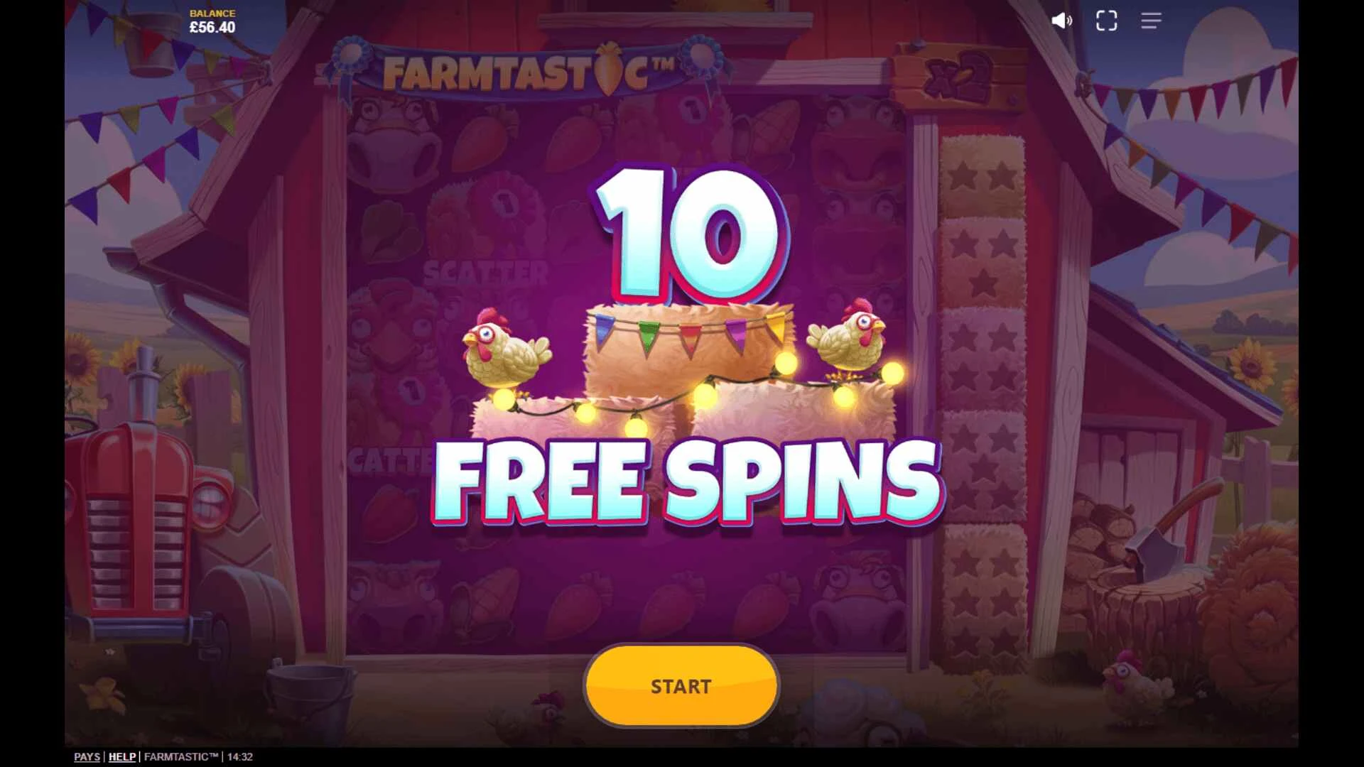 Red Tiger spilleautomat Farmtastic™ screenshot af gameplay as casinospil med gård-tema