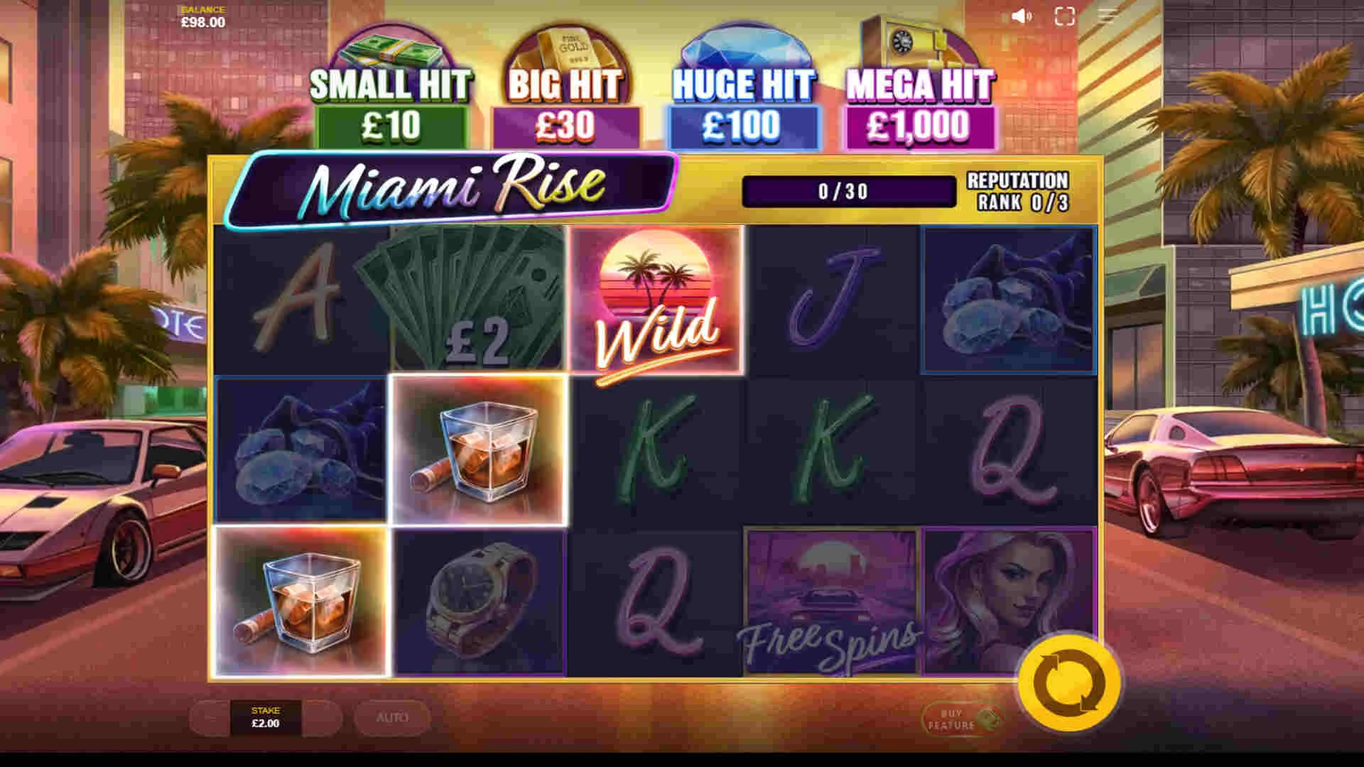 Casino Online DK casinonyheder ny spilleautomat Miami Rise fra Red Tiger Screenshot af gameplay