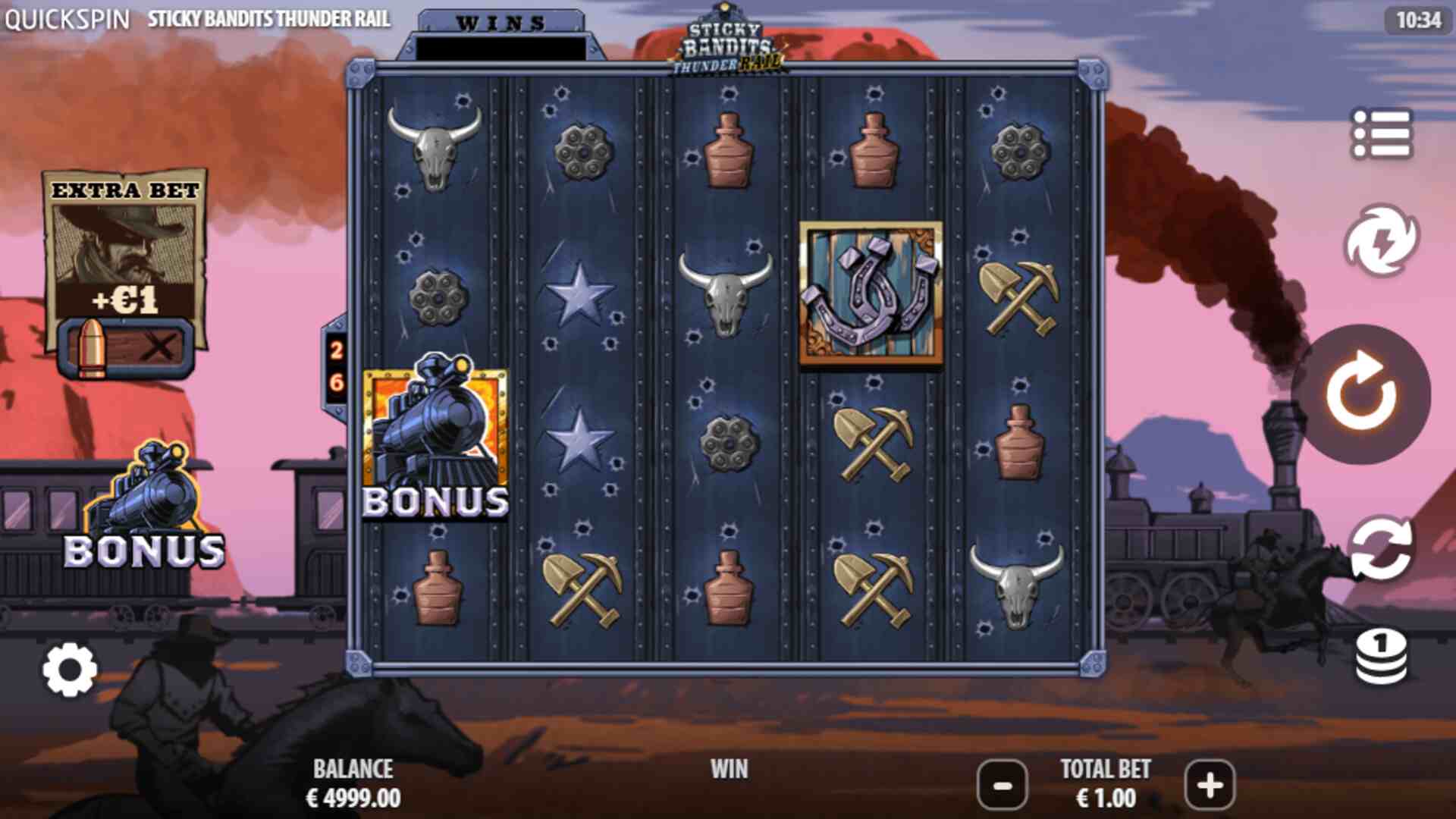 Casino Online DK Sticky Bandits Thunder Rail fra Quickspin
