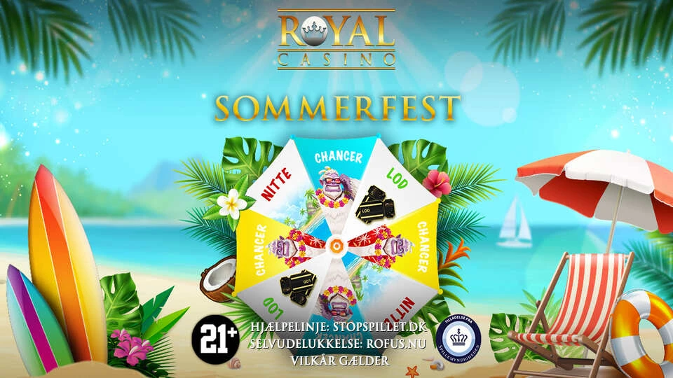 Casino Online DK casinokampagne hos RoyalCasino sommerfest dagligt spil hos casinoet i juli måned
