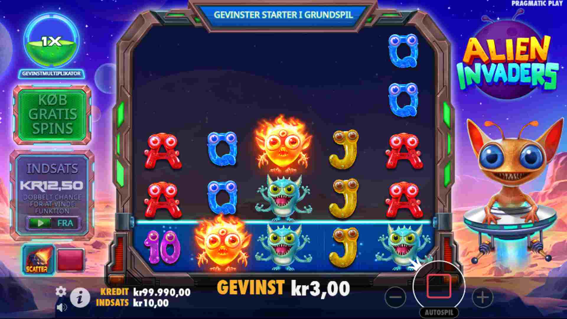 Casino Online DK Alien Invaders Pragmatic Play Screenshot af Gameplay