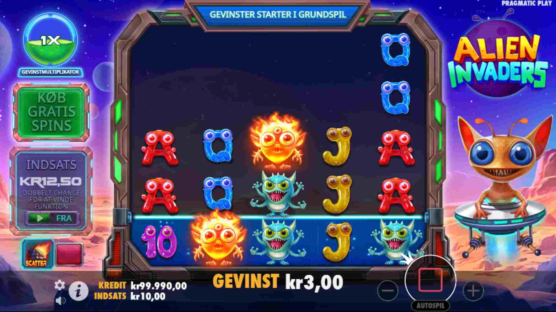 Casino Online DK Alien Invaders Pragmatic Play Screenshot af Gameplay