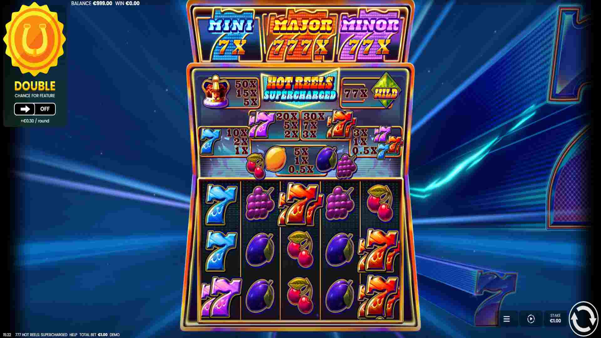 777 Hot Reels Supercharged fra Octoplay Screenshot af gameplay