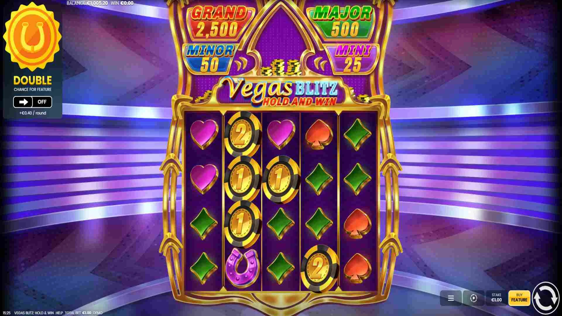 Screenshot af Vegas Blitz Hold and Win gameplay. Online casinospil fra Octoplay.